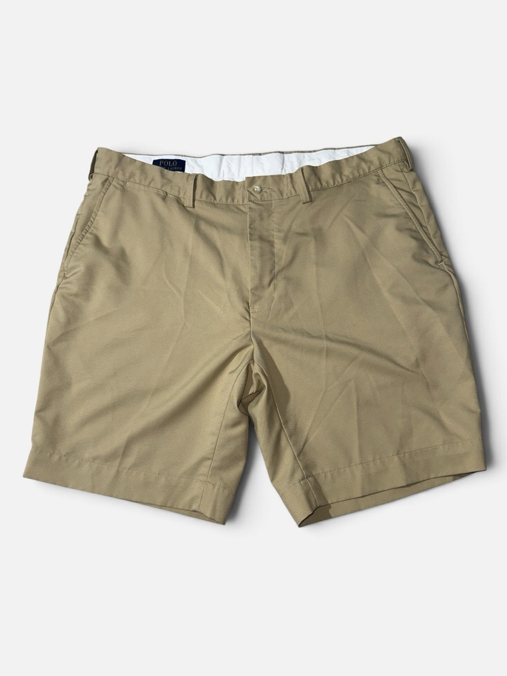 Polo Ralph Lauren mens 38 khaki tan performance polyester chino shorts EUC